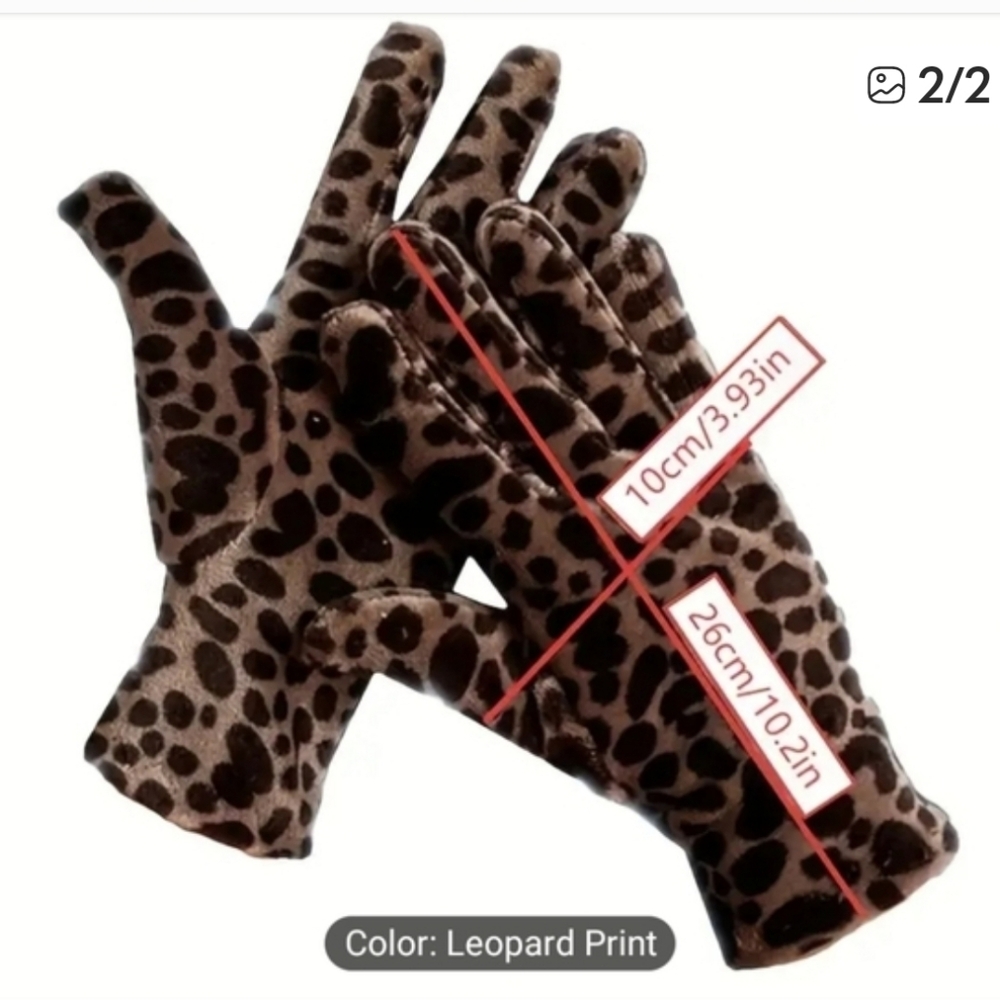 Leopard Print Gloves - Picture 2 of 2